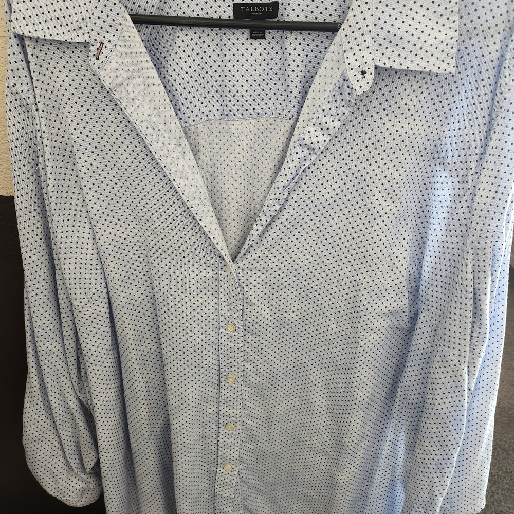 Talbots Women's Light Blue Patterned Shirt